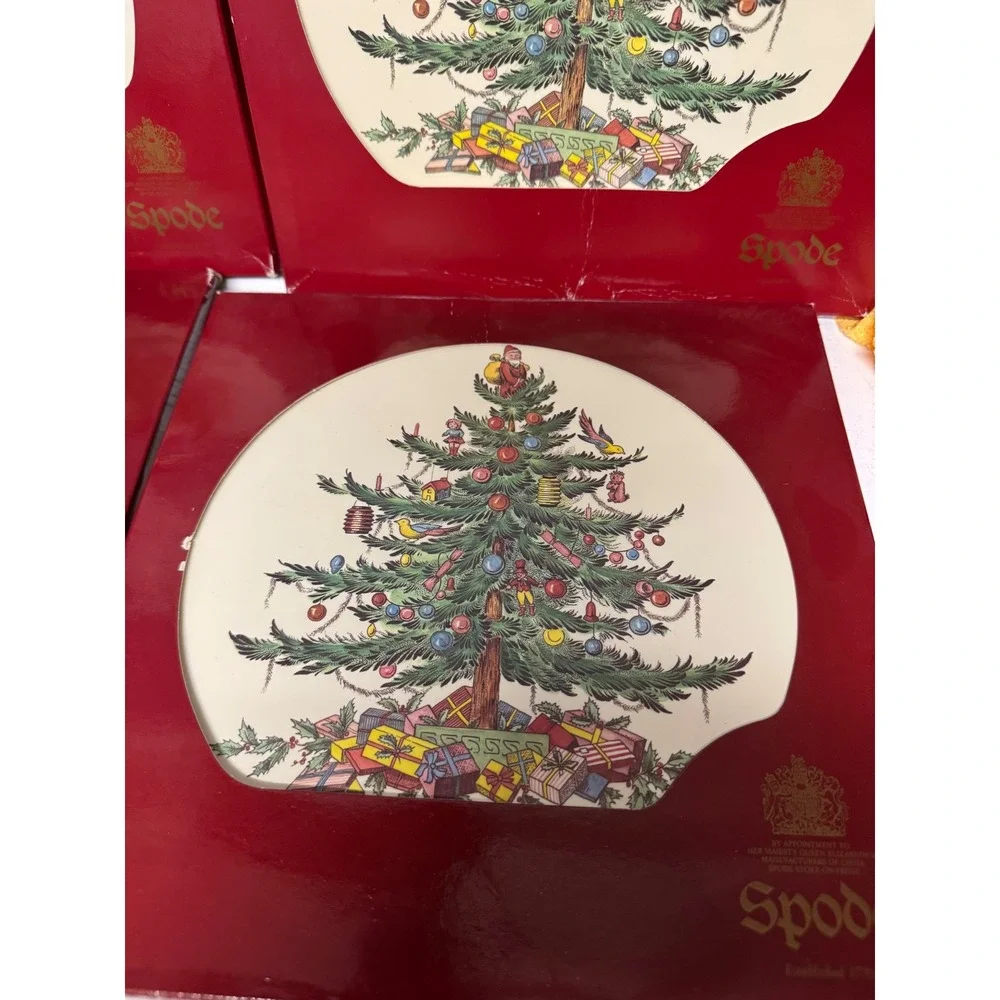 Spode Christmas Tree Acrylic Casserole Stand Trivet Set of 4 Made in England 920